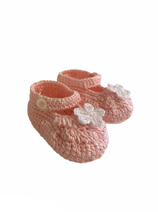 SCARPETTE ROSA BALLERINA NEONATA UNCINETTO