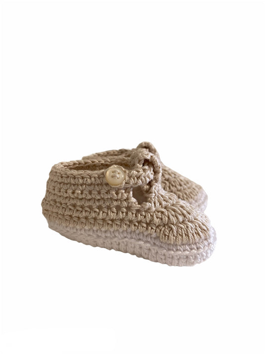 SCARPINA BEIGE TOPOLINO NEONATO UNCINETTO
