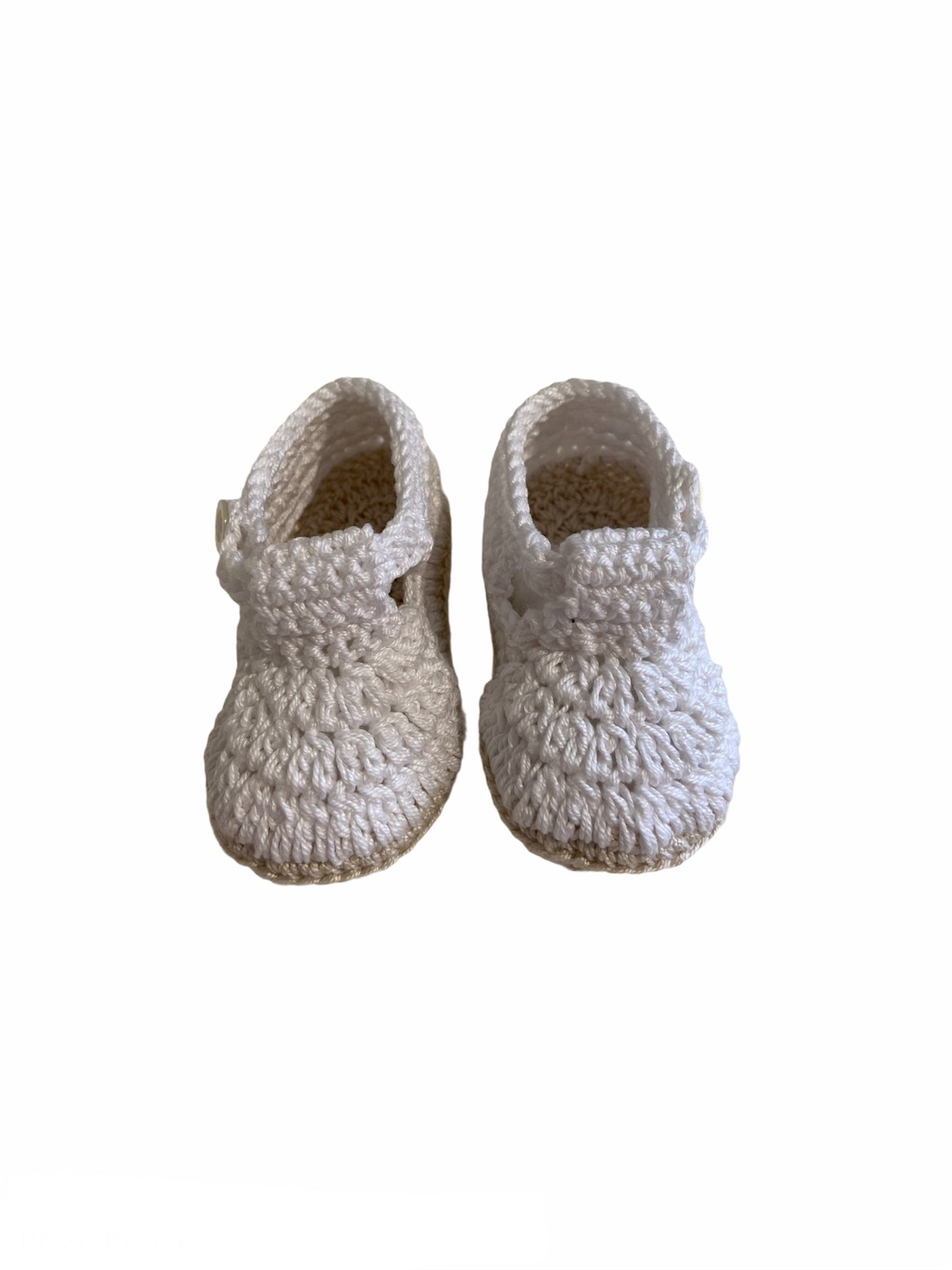 SCARPINA BIANCA TOPOLINO NEONATO UNCINETTO
