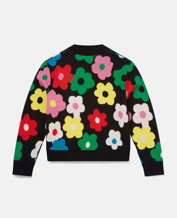 MAGLIA CON INTARSIO FIORE E PAILLETTES